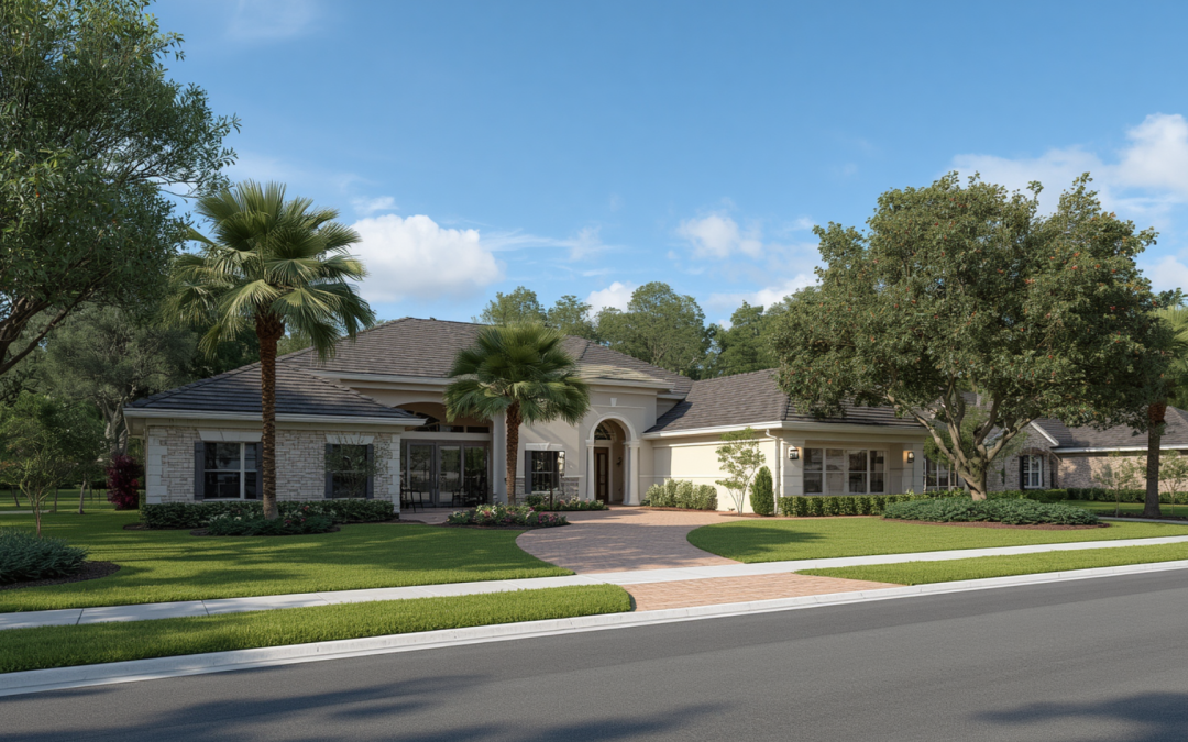 Lutz Florida suburban home with spacious yard and mature landscaping