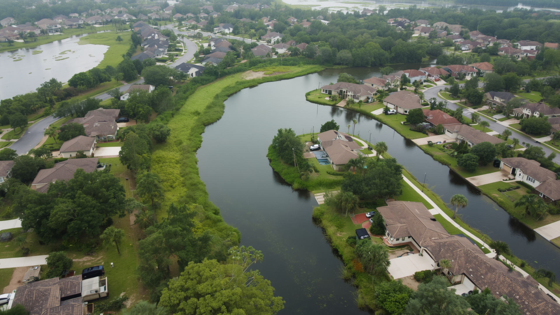 Lutz Florida residential neighborhood near lakes, wetlands and drainage areas
